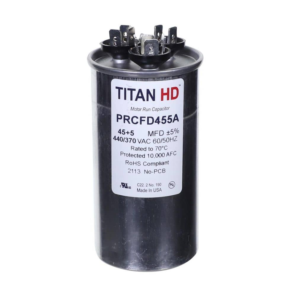 TITAN HD 45 Plus 5 MFD, 440-Volt/370-Volt Dual Voltage Round Run Capacitor