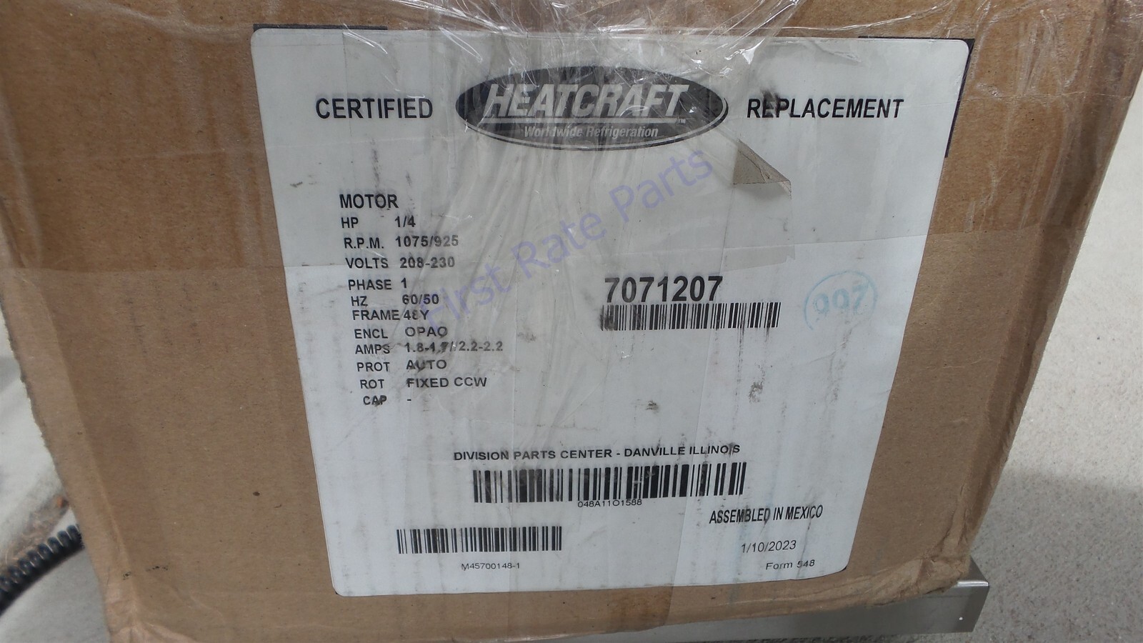 Heatcraft Refrigeration 7071207 Fan Motor 7071207S Bohn Hussmann 1/4HP 230V NEW