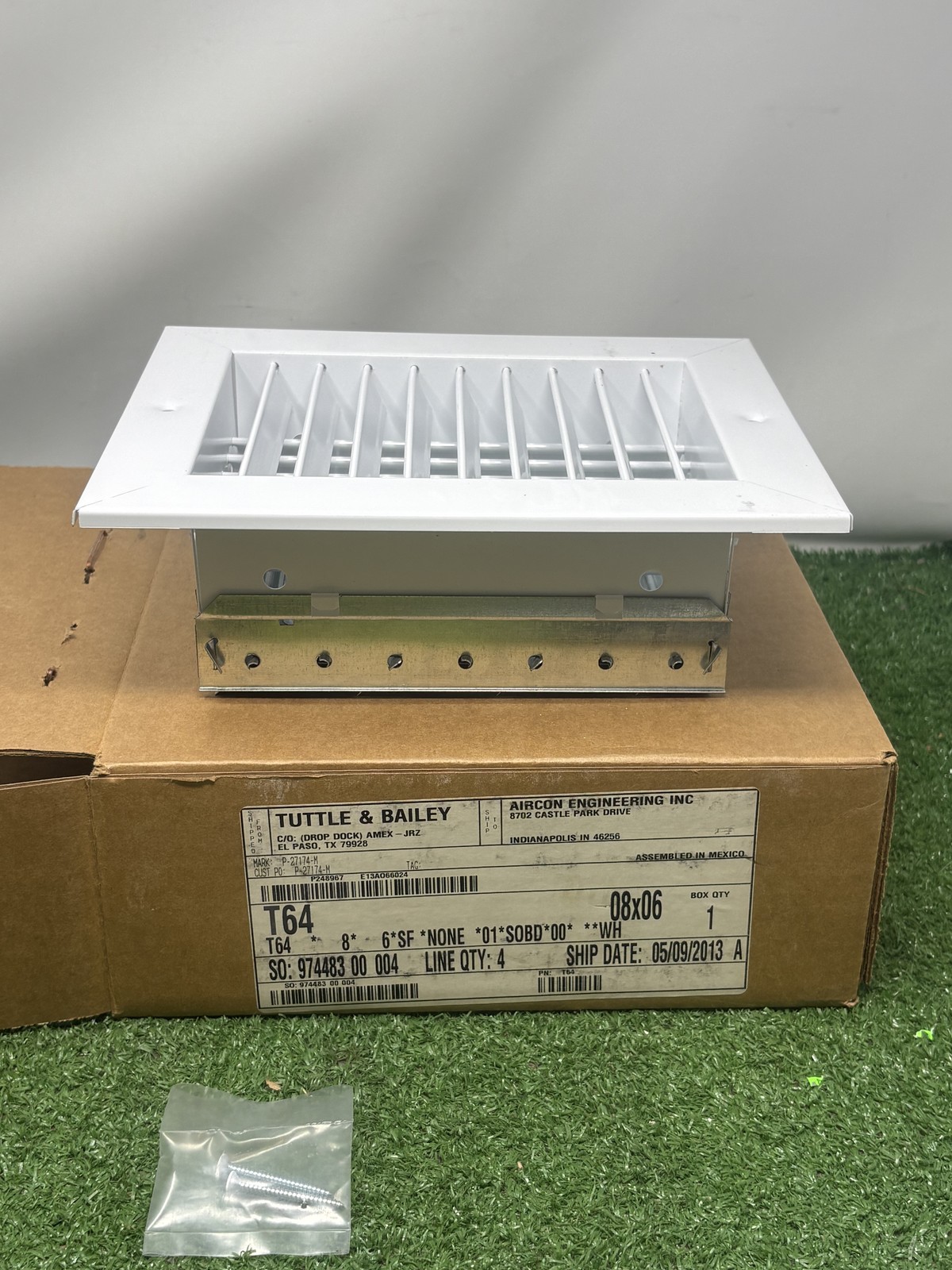 Tuttle & Bailey T64 HVAC Ceiling Wall Air Diffuser Vent Register 8×6 White