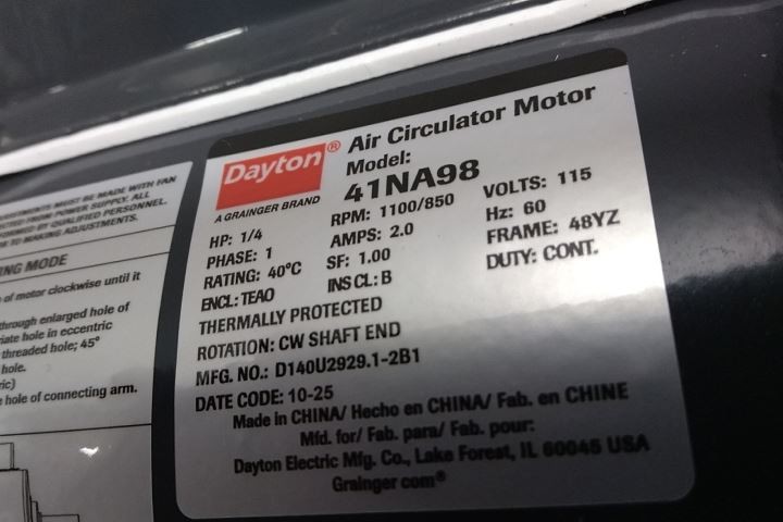 Dayton 1VCF2 1/4 HP 1100/850 RPM 115VAC 20 In Blade Standard-Duty Industrial Fan