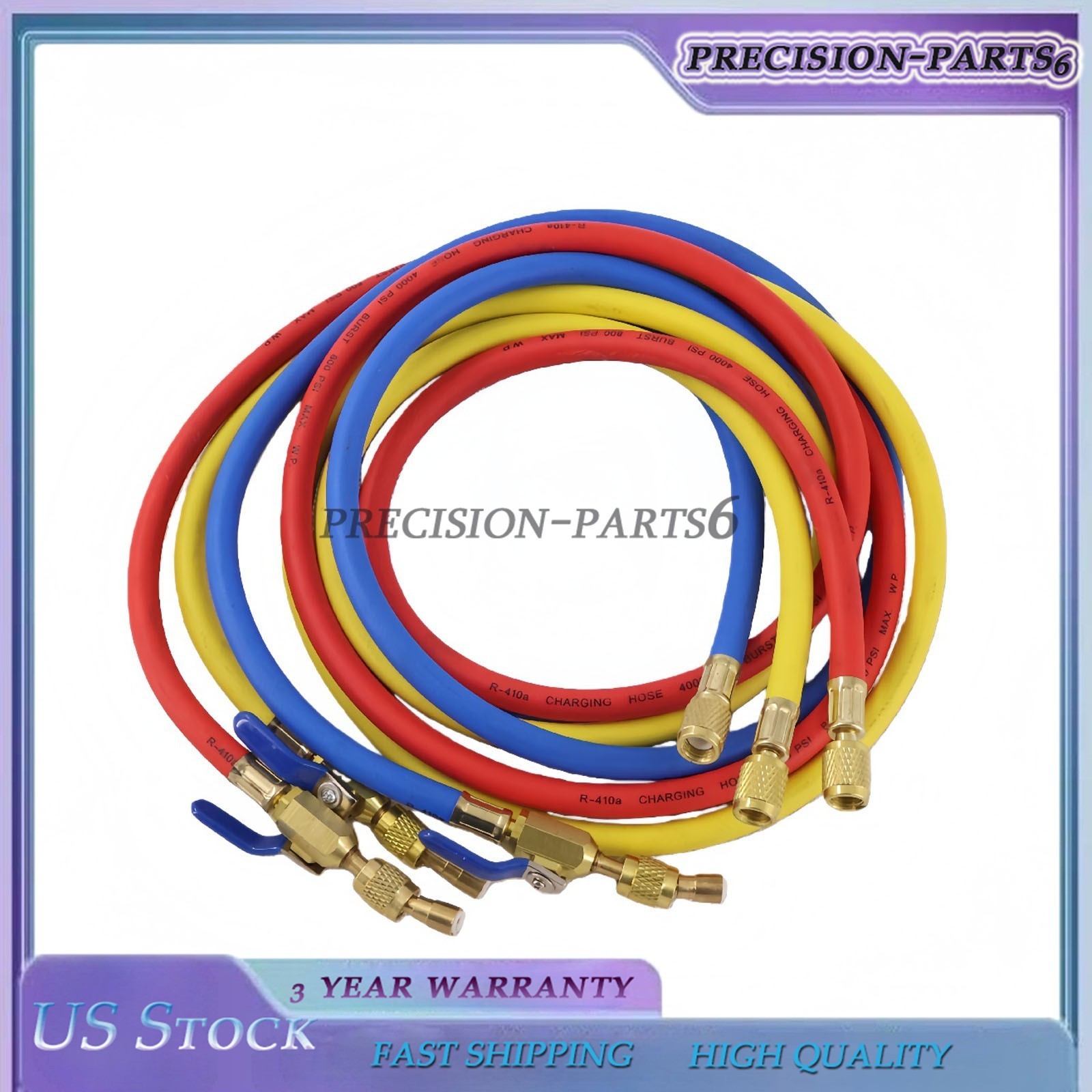 3X 29986 Plus II 1/4″ Hose with Compact Ball Valve End Refrigerant Charging Hose