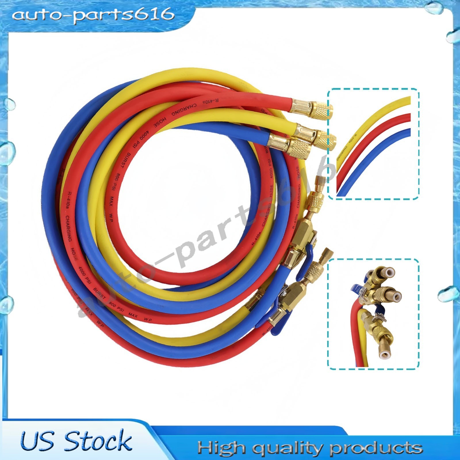 3Pack 29986 For R-410A Refrige Plus II 1/4″ Hose with Compact Ball Valve 72″ NEW