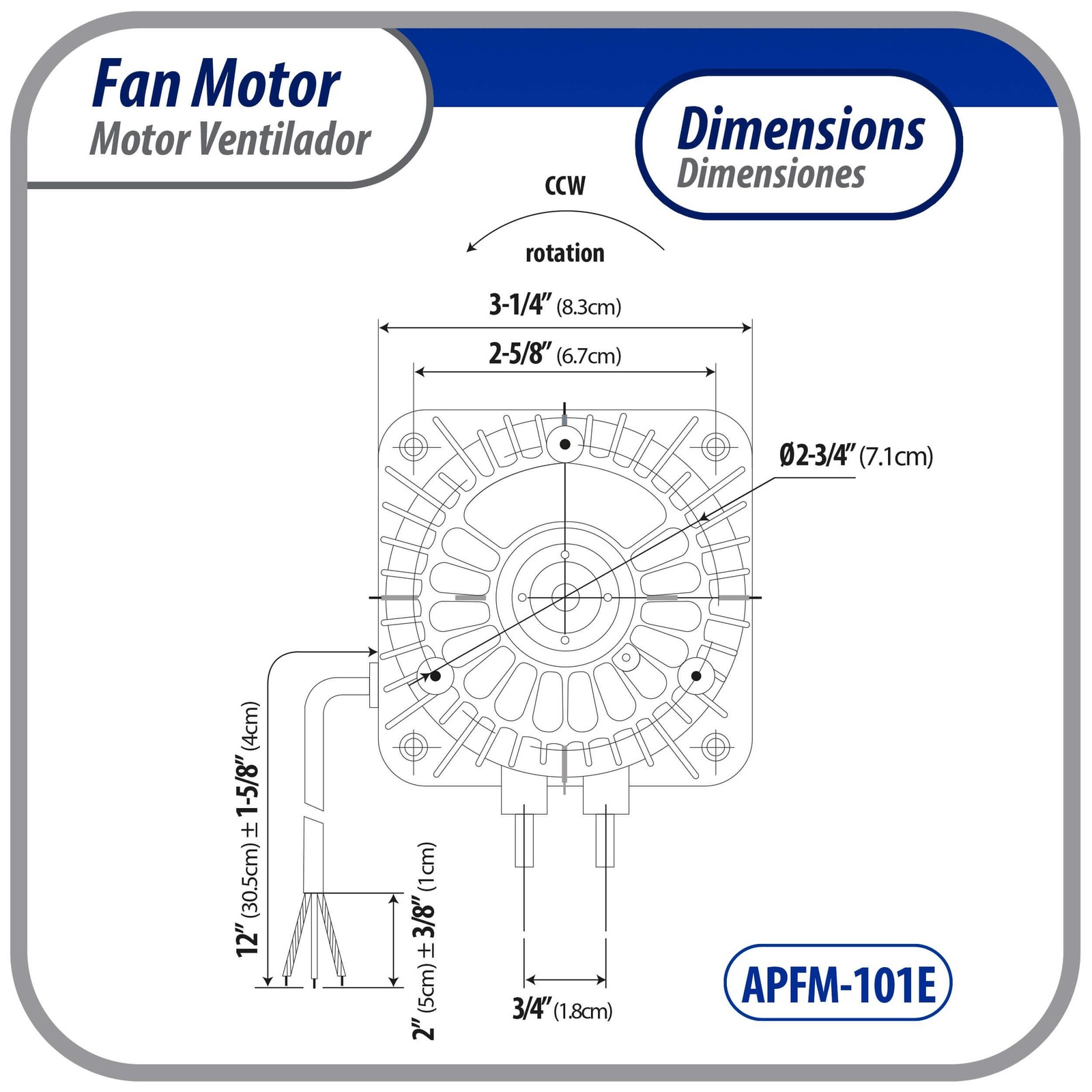 Appli Parts APFM-101E 10W Condenser and Evaporator Fan Motor 115V 60Hz 0.65A, In