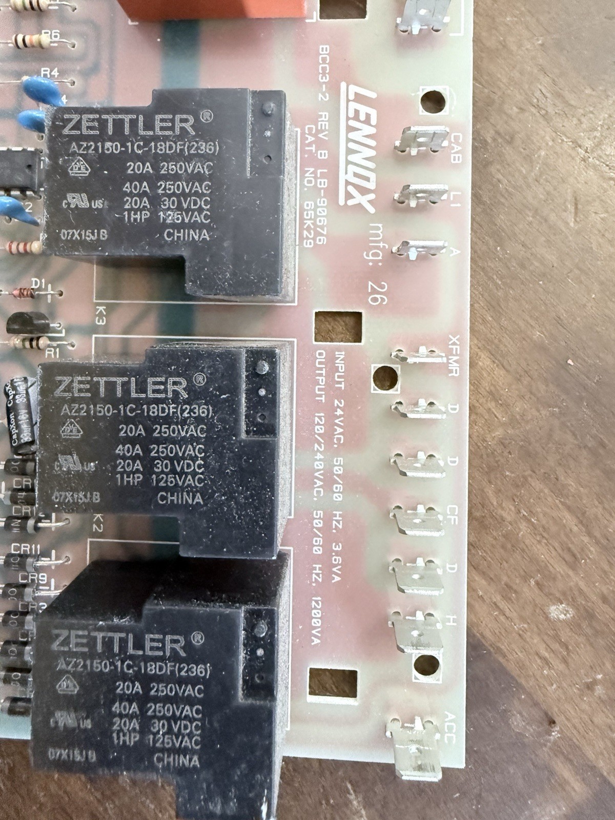 LENNOX LB-90676 Furnace Control Circuit Board BCC3-2 REV B 65K29
