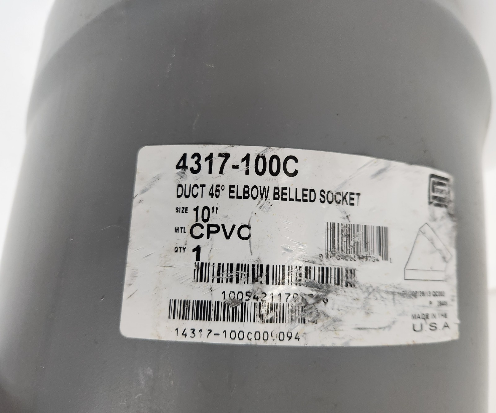 Spears 4317-100C 10″ CPVC 45° Exhaust Duct Belled Elbow Socket