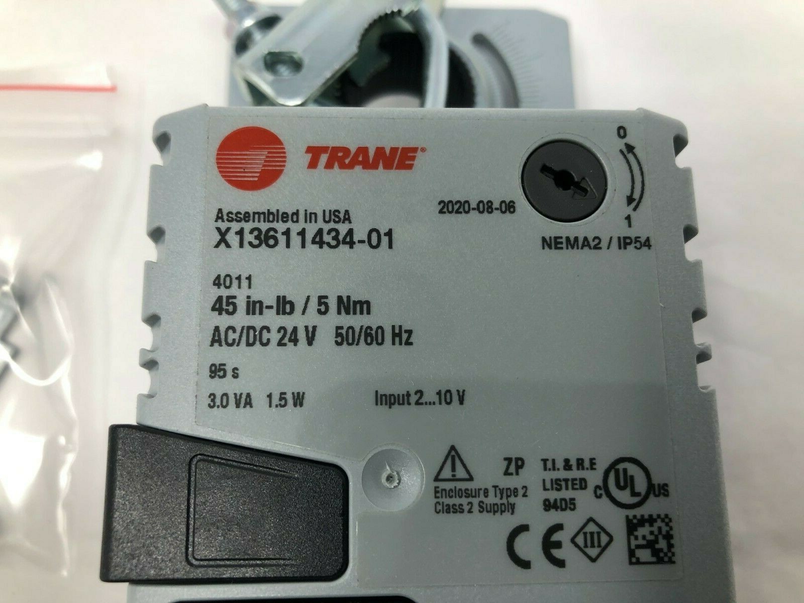 Trane X13611434-01 24V 45 in-lbs Non-Spring Return Rotary Damper Actuator