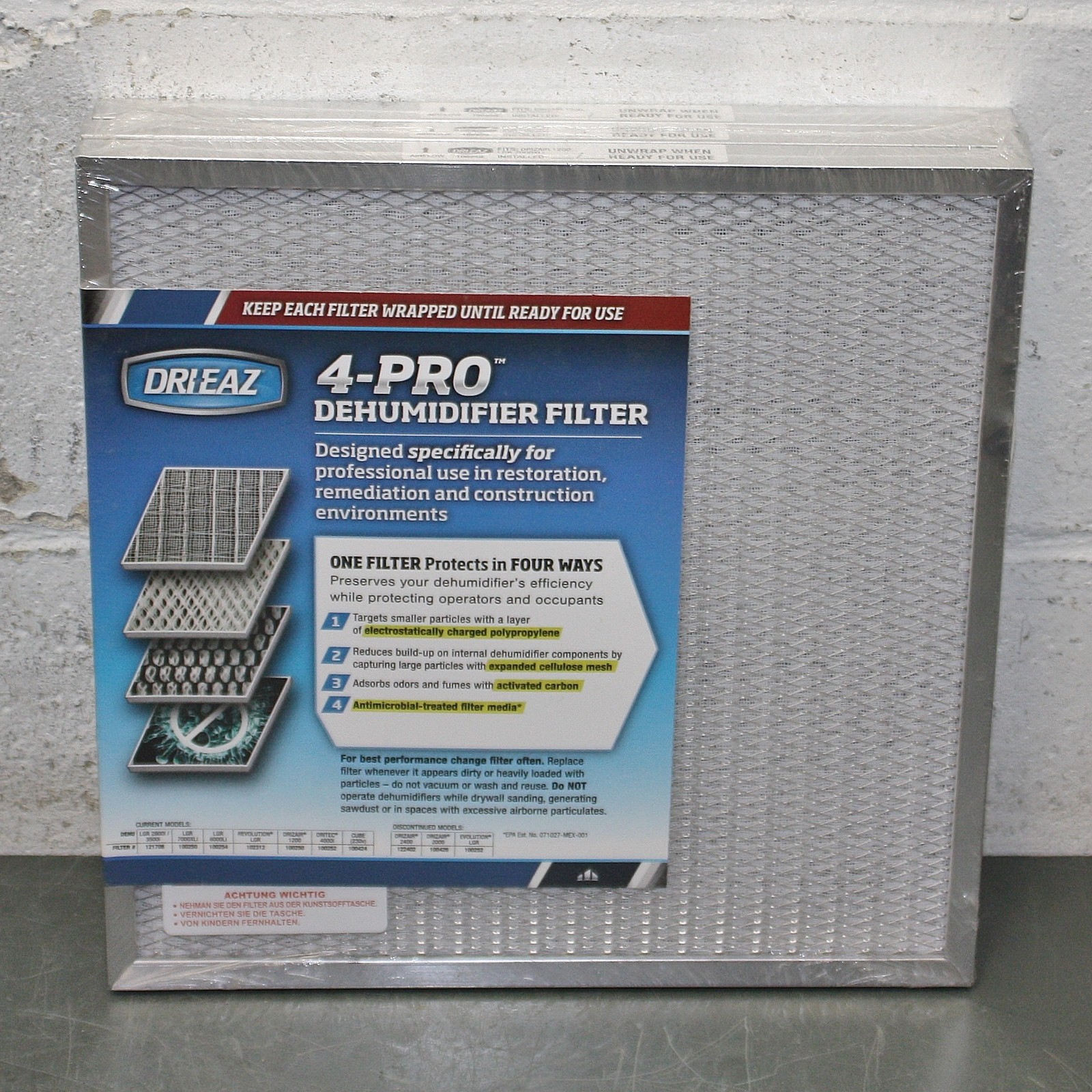 (3) Dri-Eaz Air Filters F581, 11-3/4″ x 11-3/4″ x 7/8″, MERV 5, for F203-A F412
