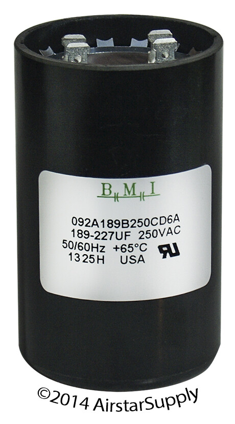189-227 uF x 250 VAC BMI # 092A189B250CD6A Motor Start AC Capacitor & Resistor
