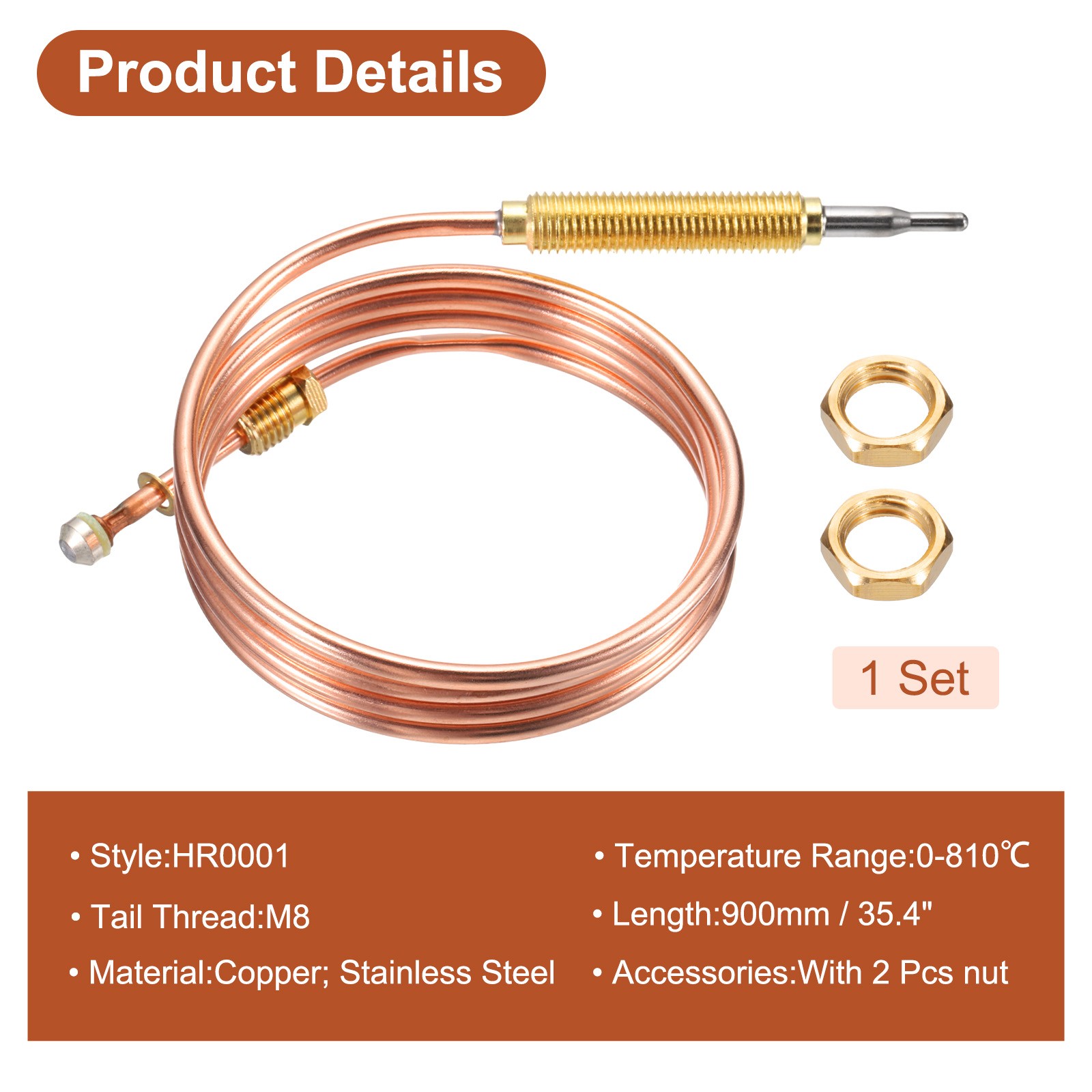 35.4″ Thermocouple 810℃ Gas Fireplaces Replacement Thermocouple M8