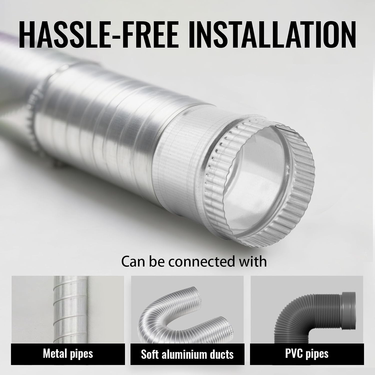 4 Inch Round Galvanized Steel Duct Connector – Metal Ventilation Pipe Coupler –