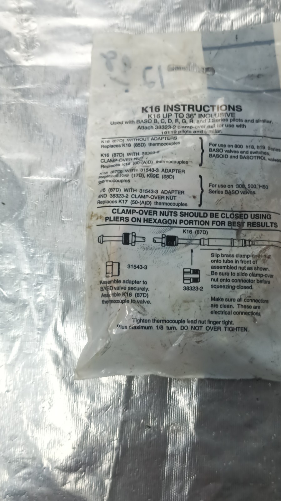 Johnson Controls High Performance Thermocouple K16BT-36 BASO 36in J Series