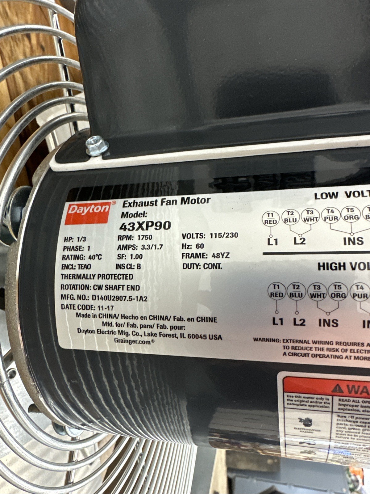 Dayton 18” Direct Drive Exhaust Fan 10D960D 115/230V Single Phase NIB