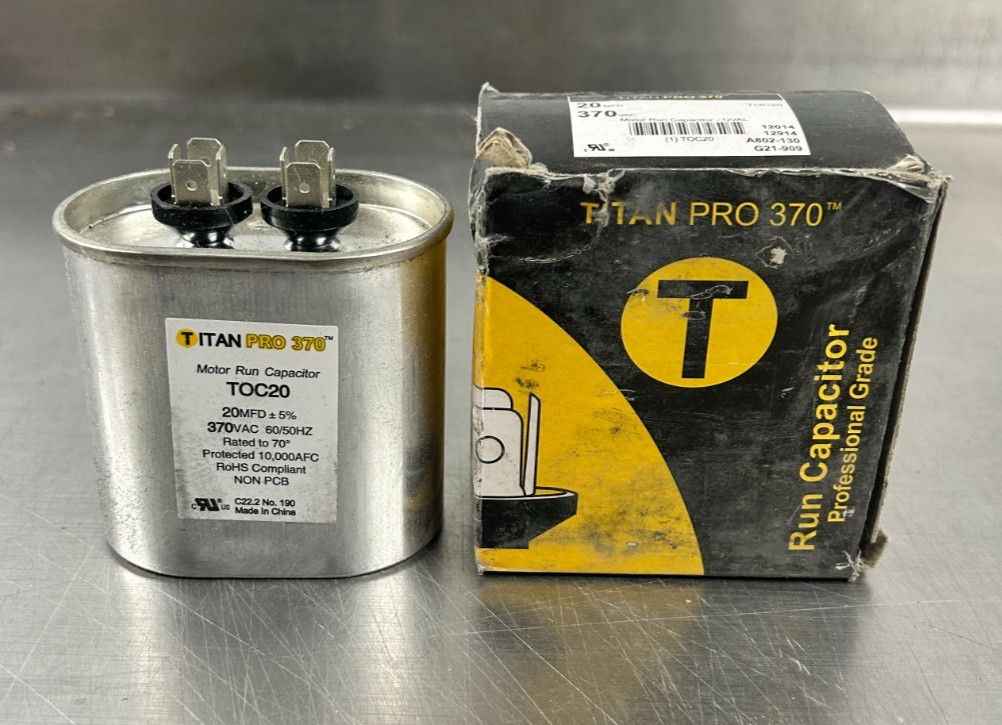 Titan Pro TOC20 Capacitor 20MFD ±5%, 370V AC Round Motor Run HVAC NEW