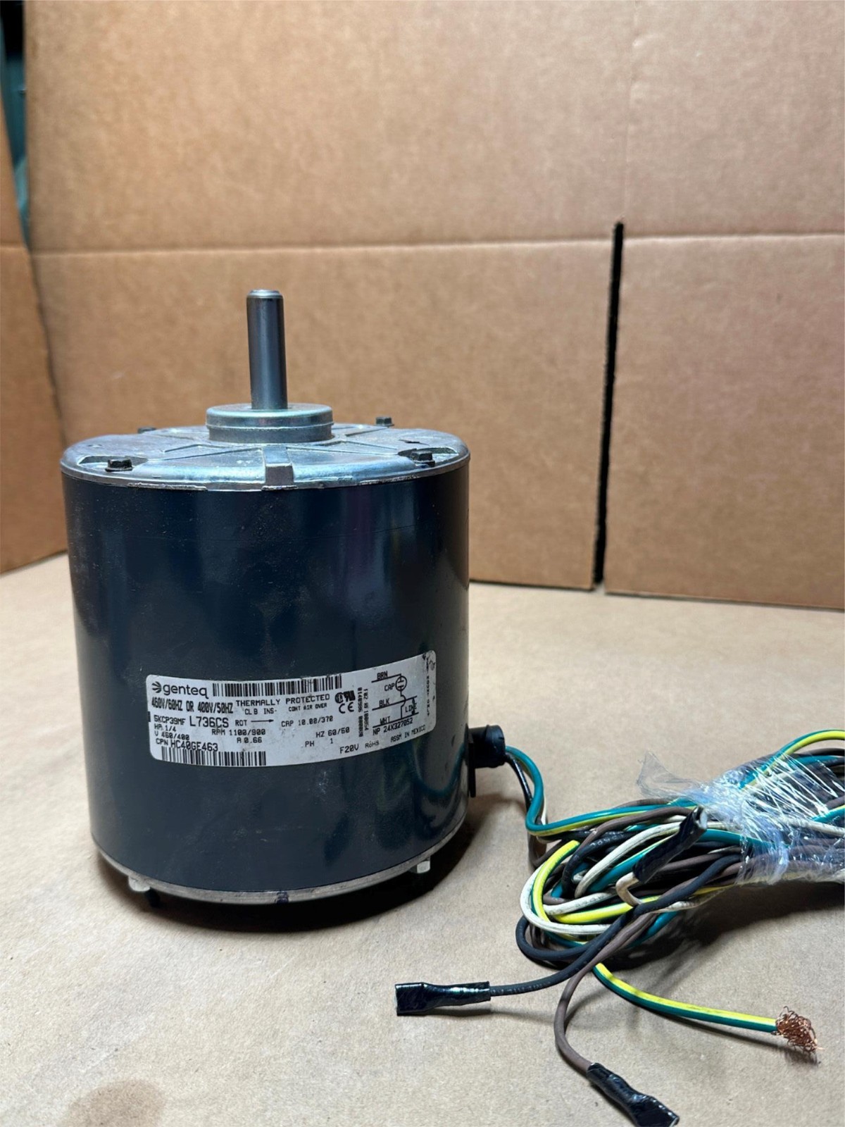 Genteq 5KCP39MF HC40GE463 1/4HP 460/400V 0.66A 1100rpm 1ph Condenser Motor