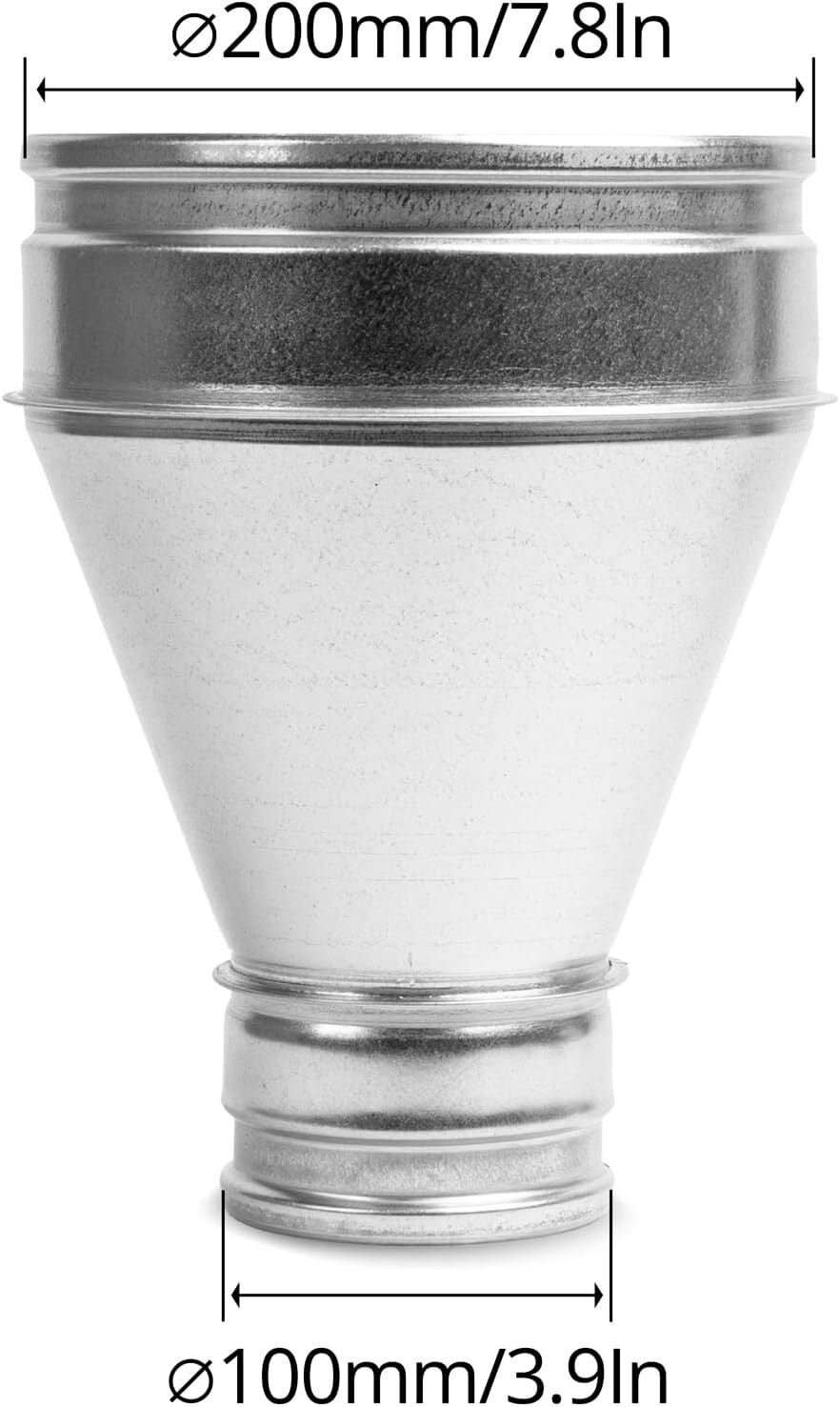 8 to 4 Inch Ventilation Duct Reducer – Galvanized Steel Round Connector – D…