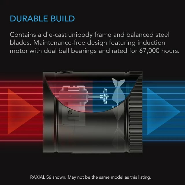 AC Infinity RAXIAL S4, Inline Booster Duct Fan 4” w/ Speed Controller Low Noise