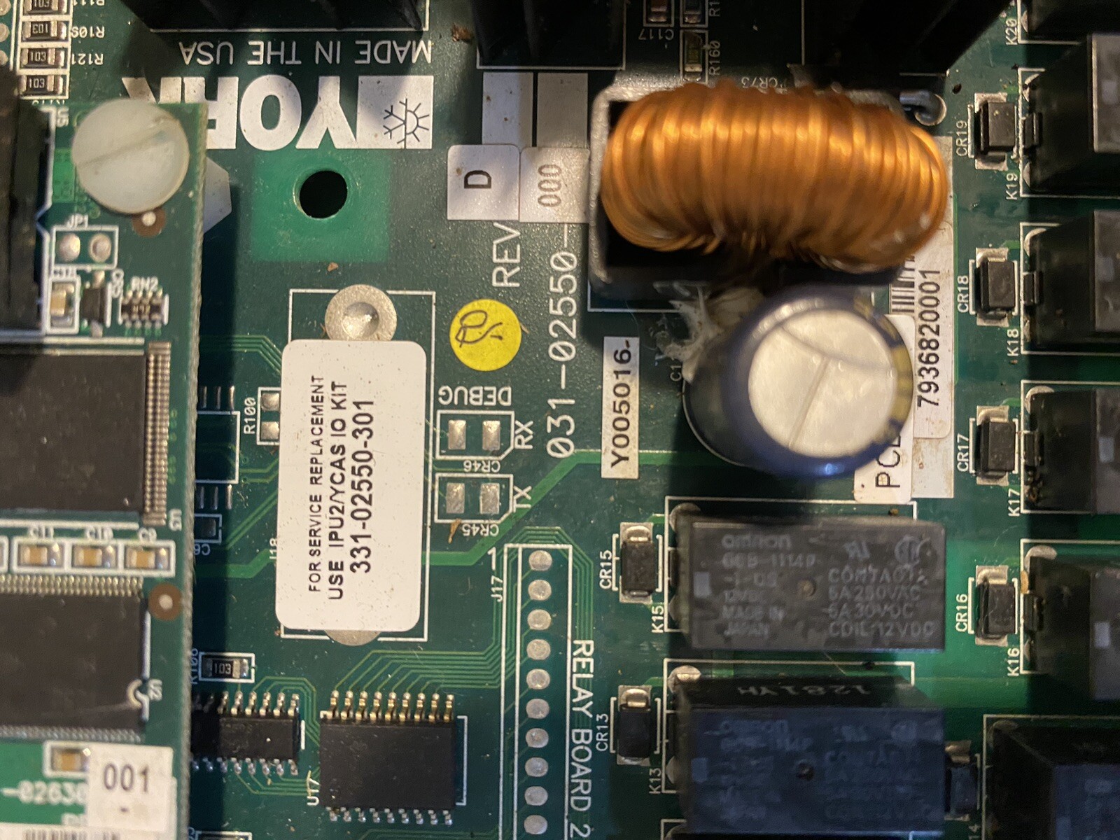 Parts or Repair York 031-02550-000 I/O Chiller Control Board