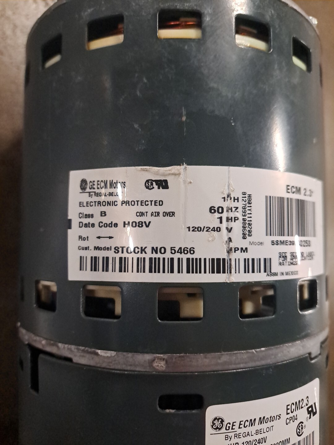GE ECM 2.3 / 5SME39SL0253 1hp Blower Motor 120/240 W ECM MODULE CP04 / 18M8101 ♧