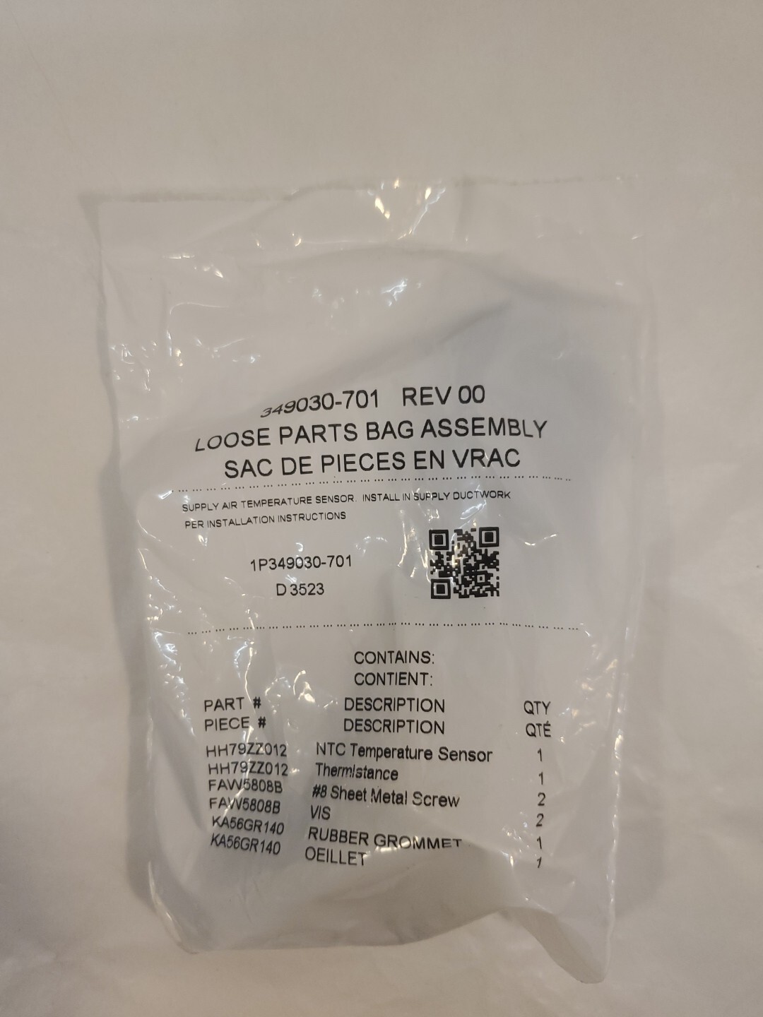 Supply Air Temperature Sensor 349030-701. 1P349030-701 D3523.