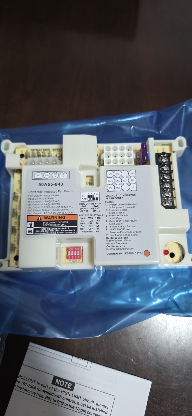 50A55-843 Furnace Control Board, Fit for White Rodgers Furnace Ignition Module