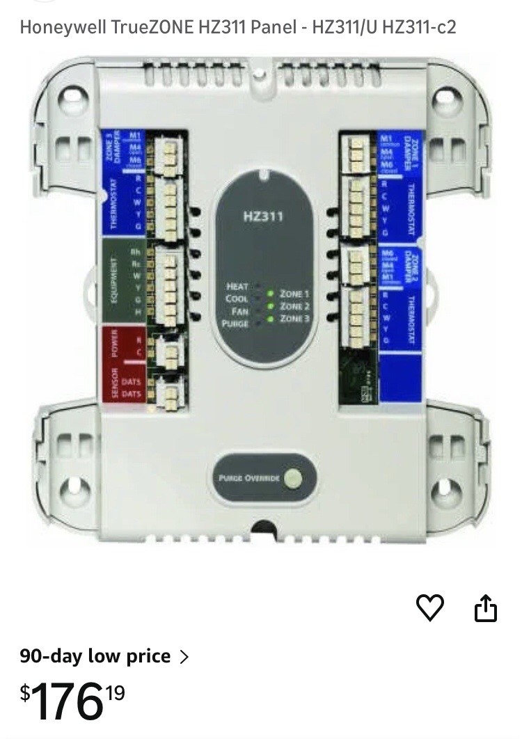 Honeywell HZ311 Truezone Control Panel