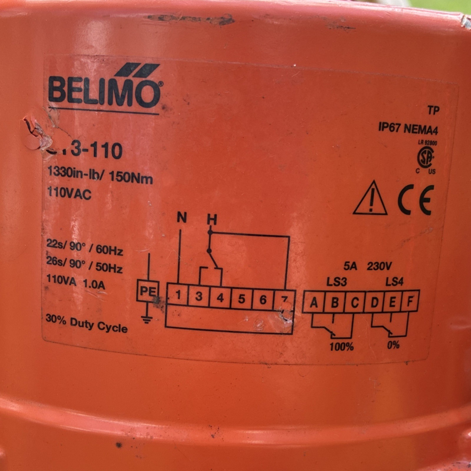 Belimo SY3-110 Damper Actuator Corded Electric 110V Metal MPN SY3 -110