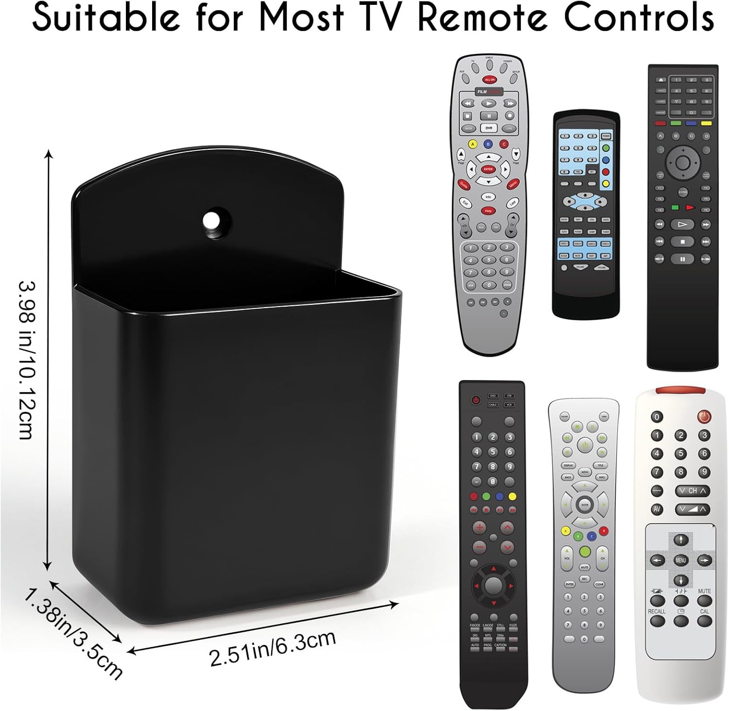 2 Pack Black Remote Control Holder, Self adhesive Wall Mount Storage
