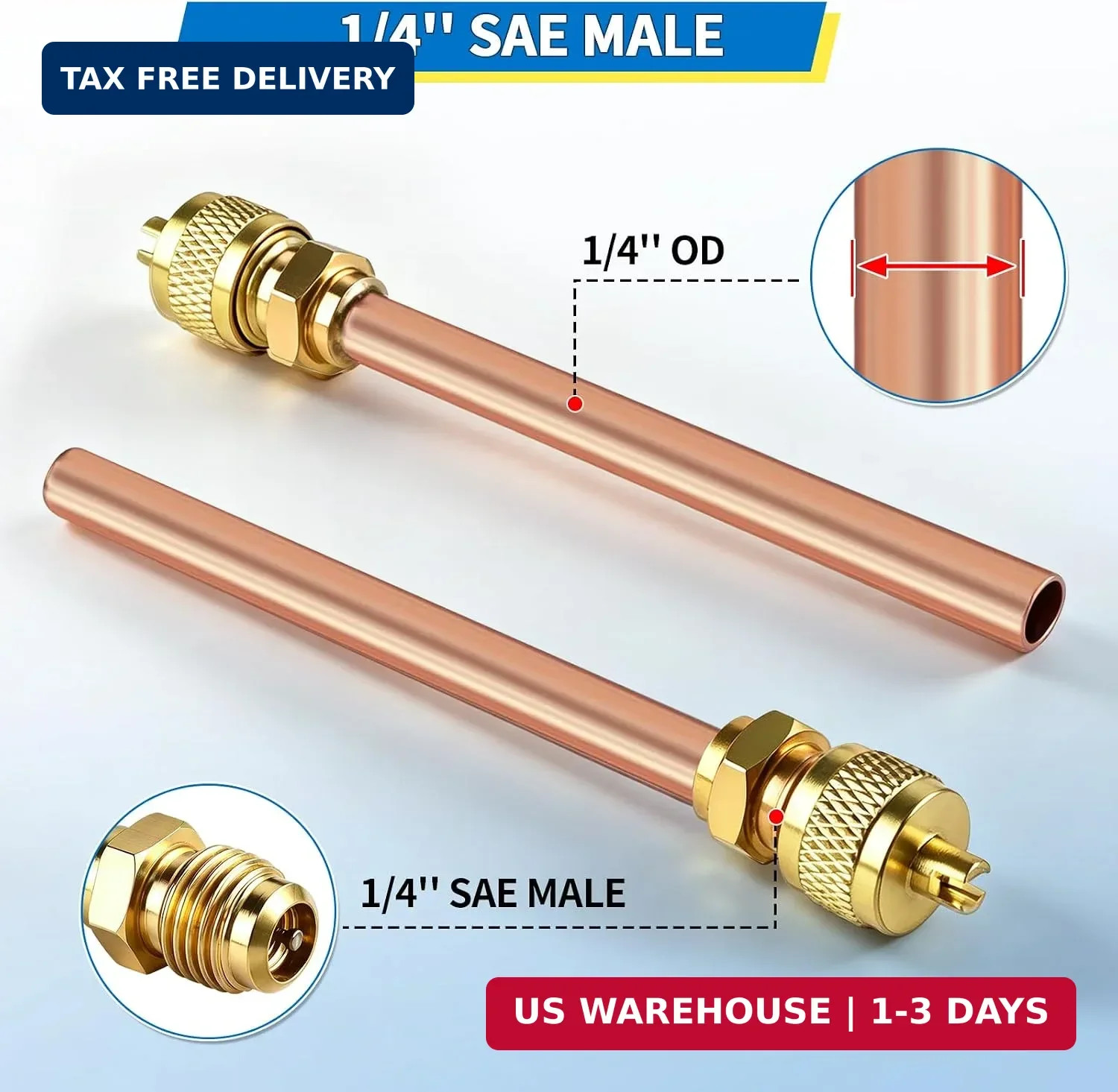 20-Pack 4.5 Inch HVAC Service Access Valves 1/4” SAE x 1/4” OD | 20pcs Stem Co