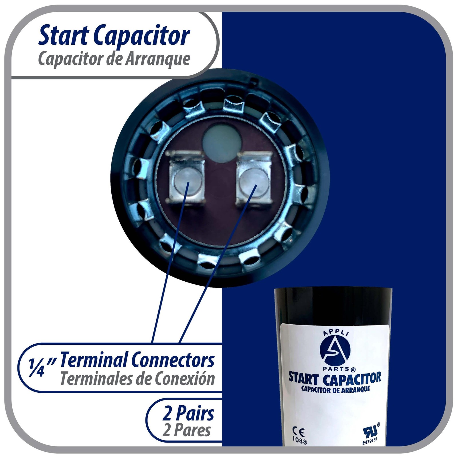 Appli Parts motor start capacitor 270-324 Mfd (microfarads) uF 330 VAC universal