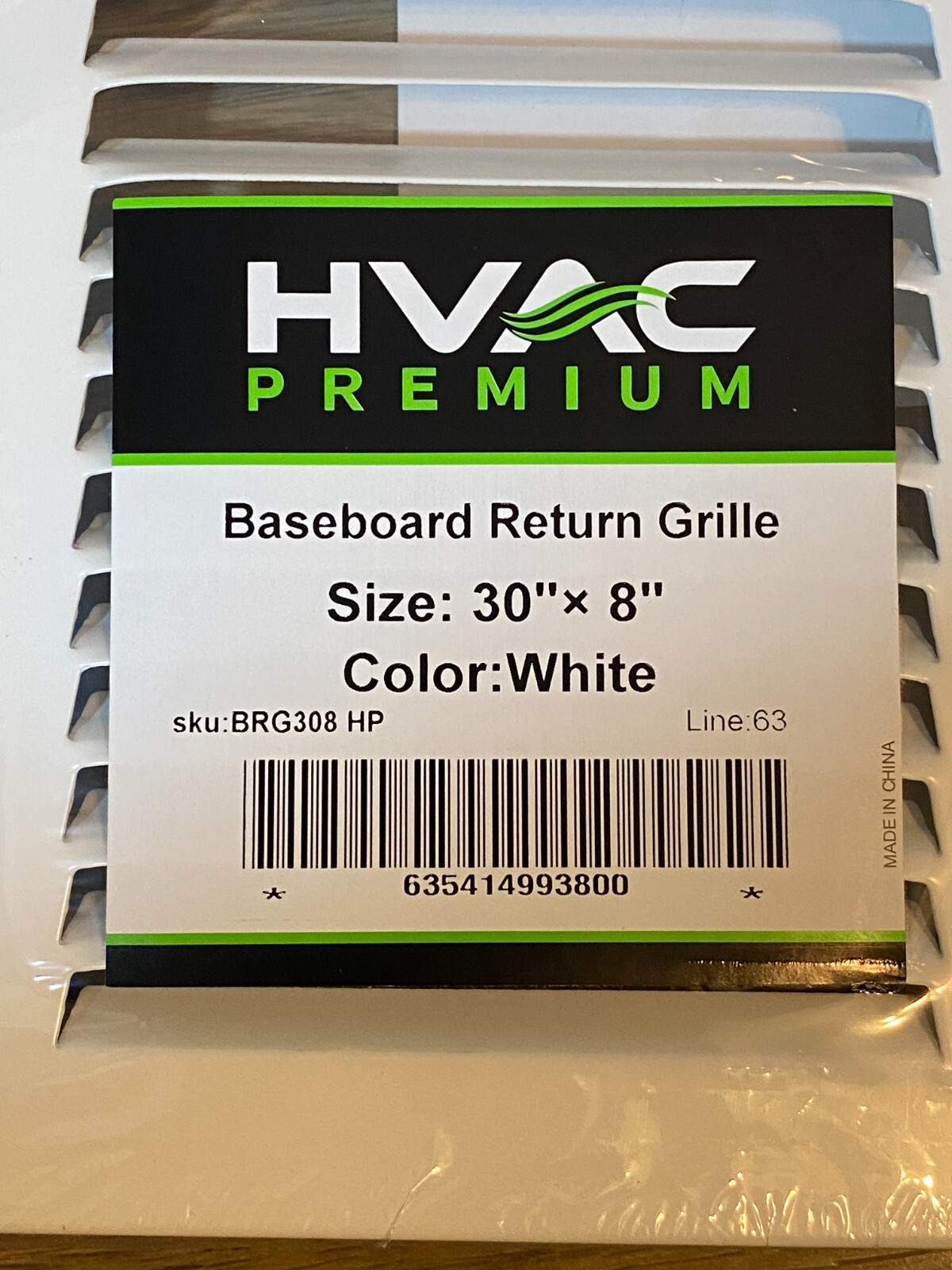 30″ X 8″ Return Air Grille Baseboard HVAC Vent Duct Cover Diffuser, White BRG308