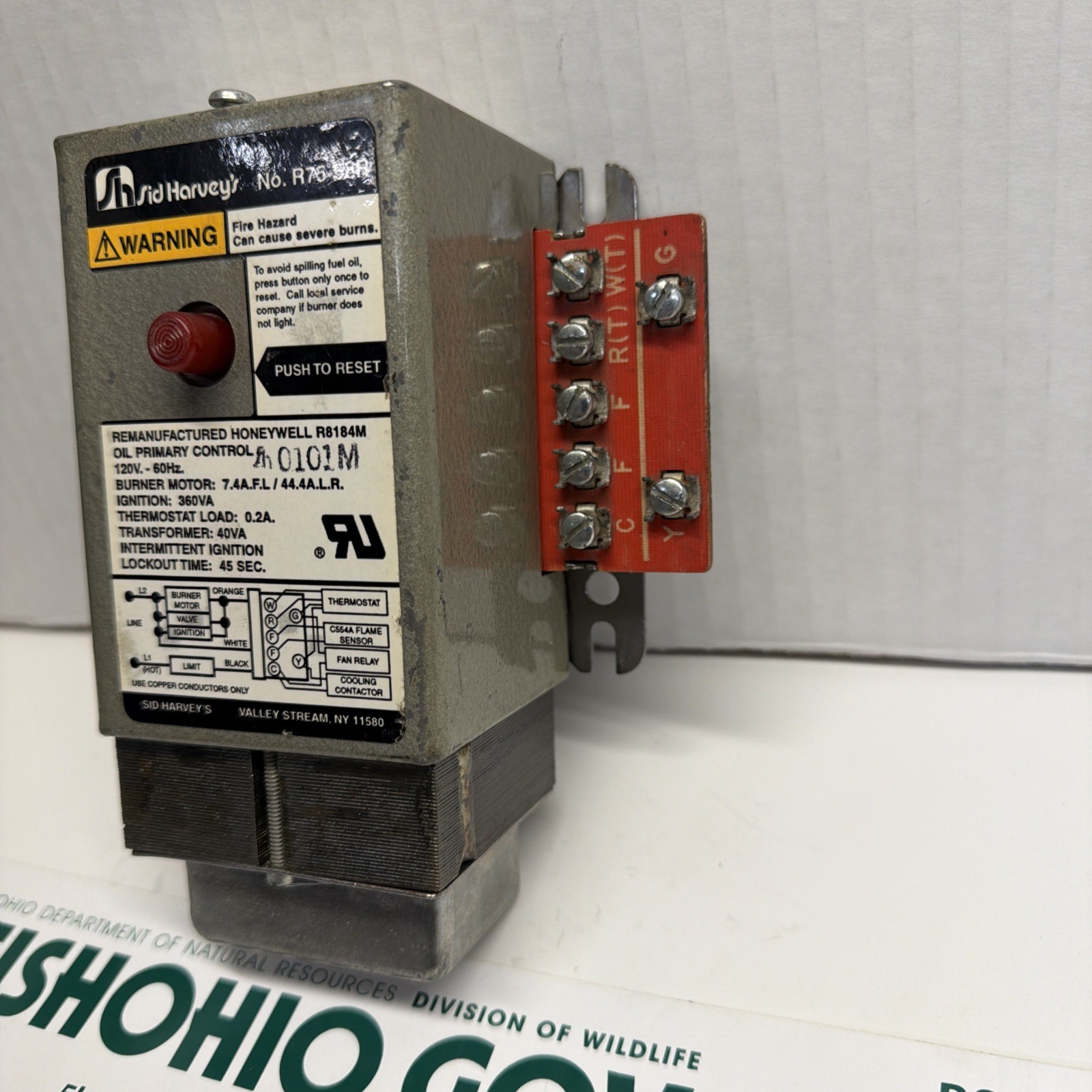 SID HARVEYS R75-58R OIL PRIMARY CONTROL HONEYWELL R8184M