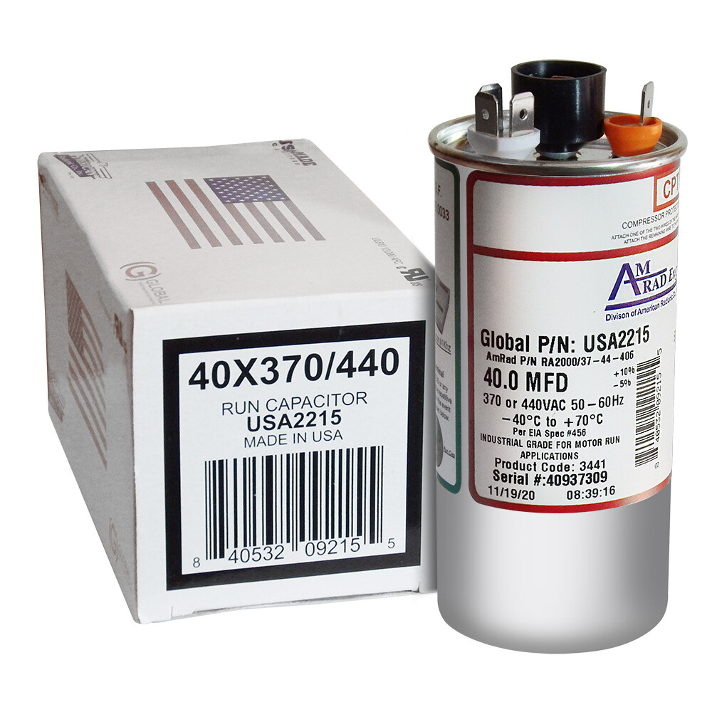 AmRad USA2215 40 uf/MFD 370-440 VAC Run Capacitor 50/60 Hz AC Electric Lot-2