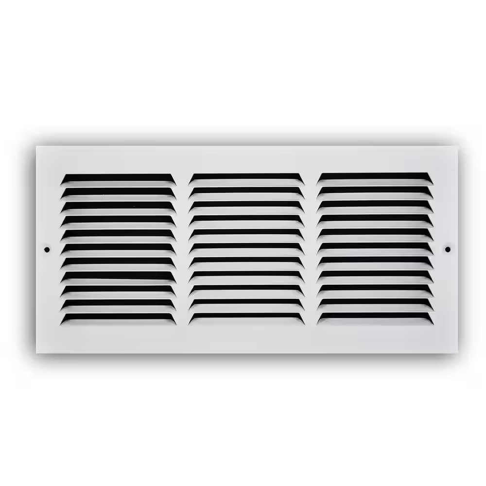 14 In. X 6 In. 1-Way Steel Baseboard Return Air Grille in White