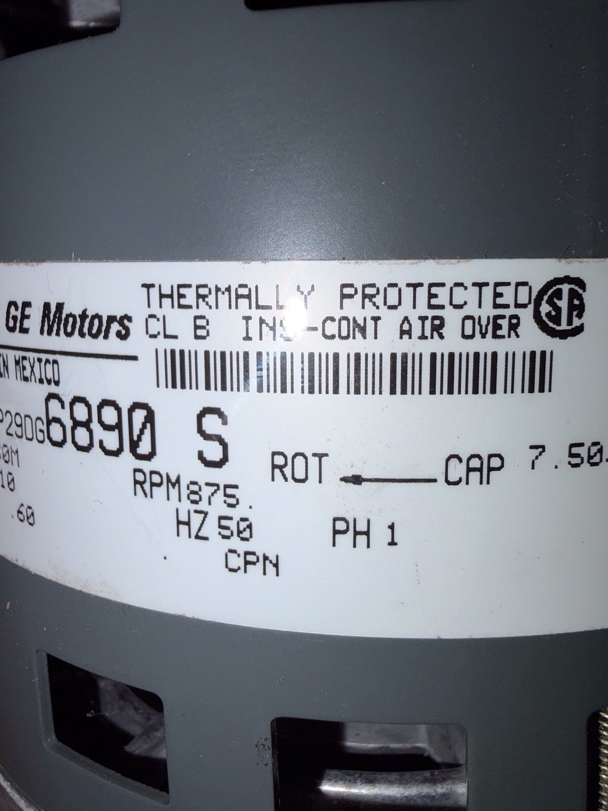 GE Motors Blower Motor 5KCP29DG6890S 5KCP29DG4243BS 110V 0.60A 1PH