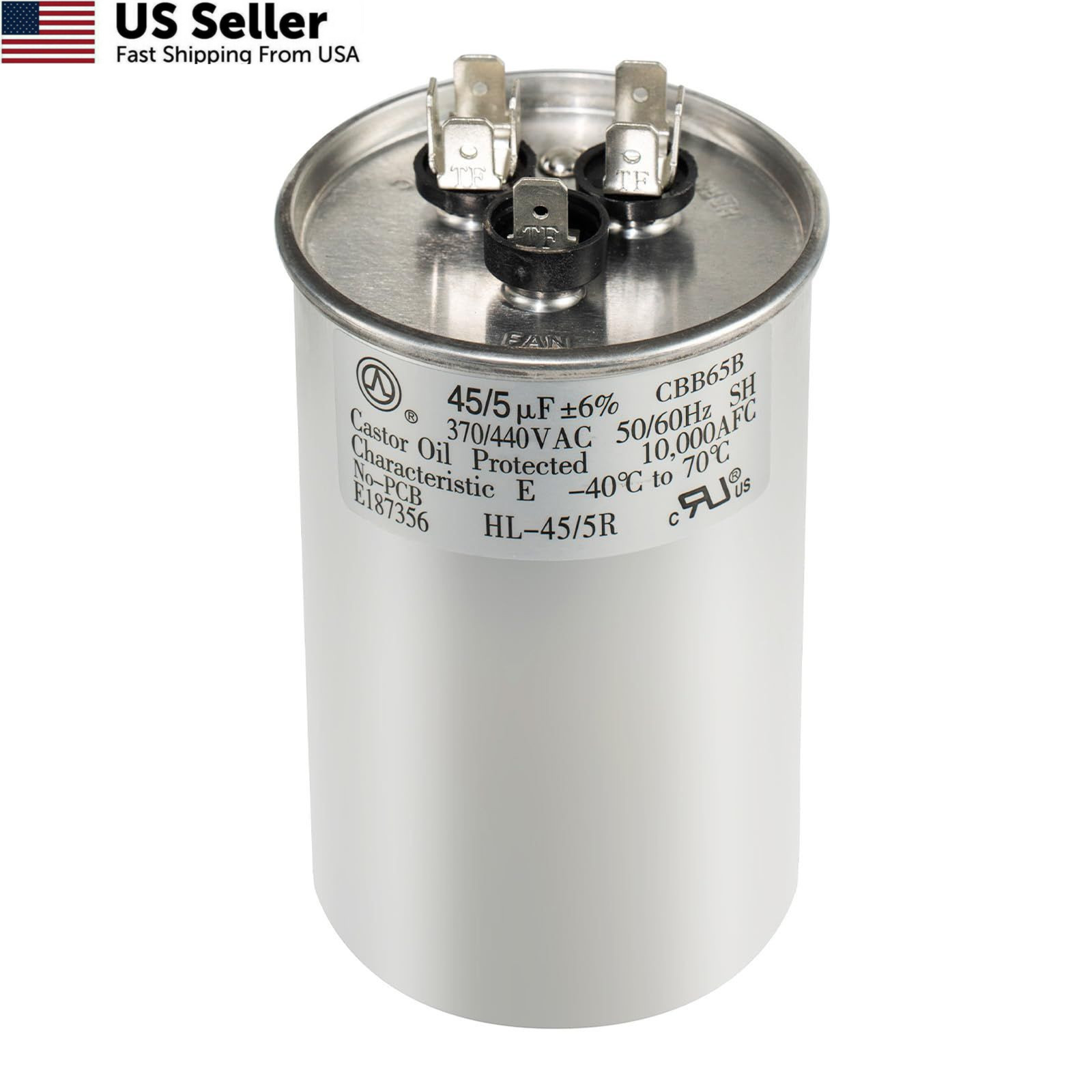 QYCKFIXR AC Capacitor 45+5 uF 45/5 MFD ±6% 370V/440VAC CBB65 Dual Run…