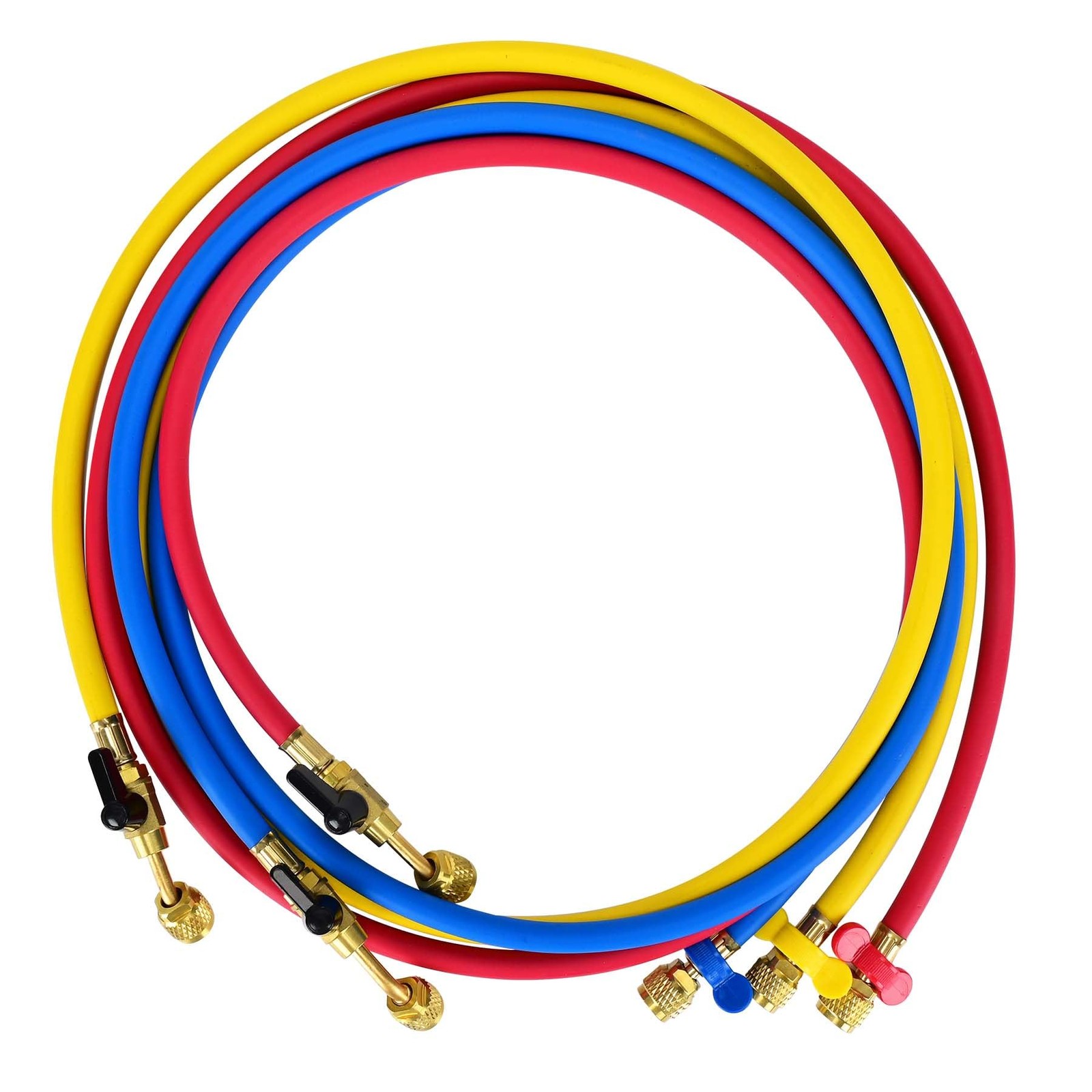 Upgrade N6HVAC Refrigerant Hoses, 1/4″ HVAC Hose 72 inches, Yellow/Red/Blue