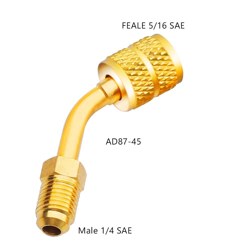 Zoizocp R410A Adapter 5/16″ SAE Female to 1/4″ 2 Straight + 2 Angled, Brass