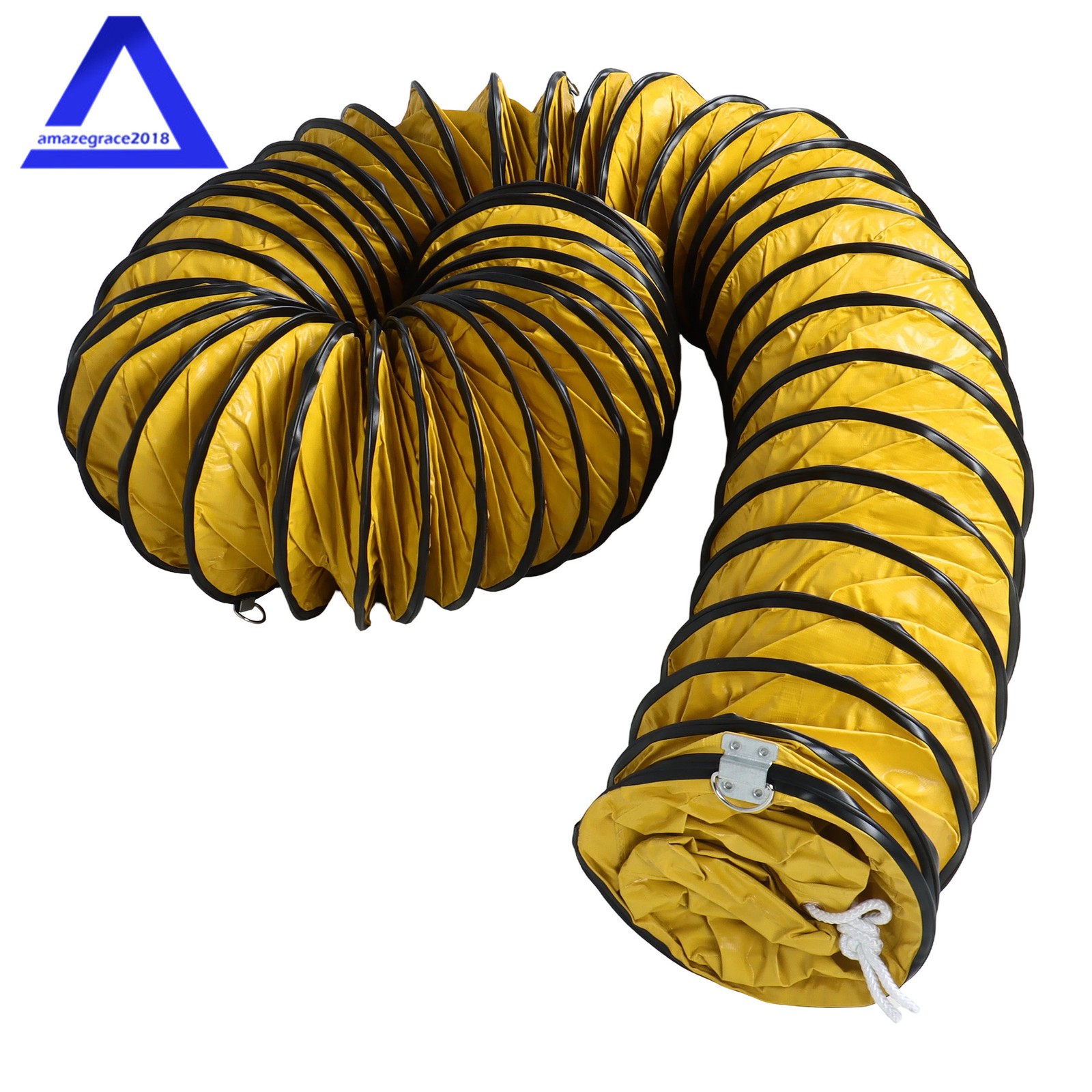 PVC Flexible Duct Hose for Ventilator Blower Fan w/ Rope & D-Ring 8″ × 25FT