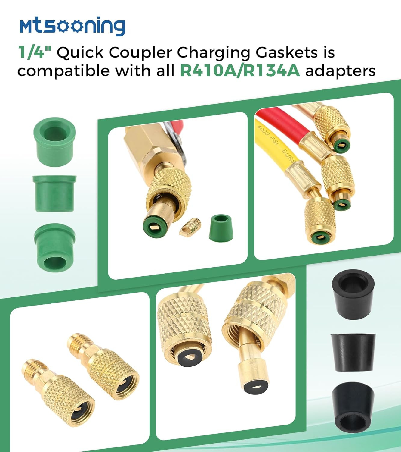 100 PCS HVAC 1/4″ Quick Coupler Charging Gaskets, O-Ring Rubber Seals Gaskets