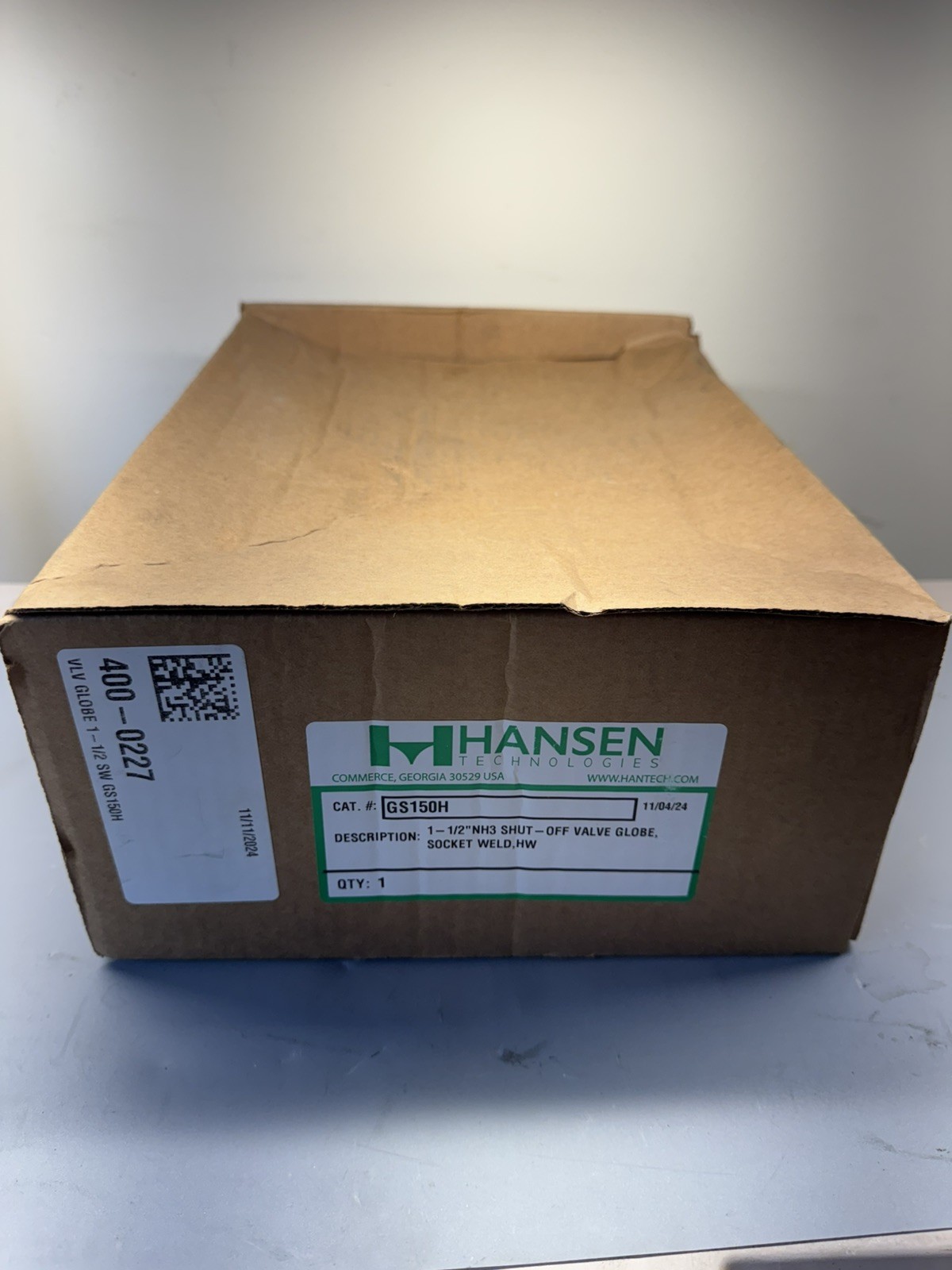 Hansen GS150H 1-1/2″ NH3 Shut-off Valve Angle, Globe, Socket Weld, Handwheel NEW