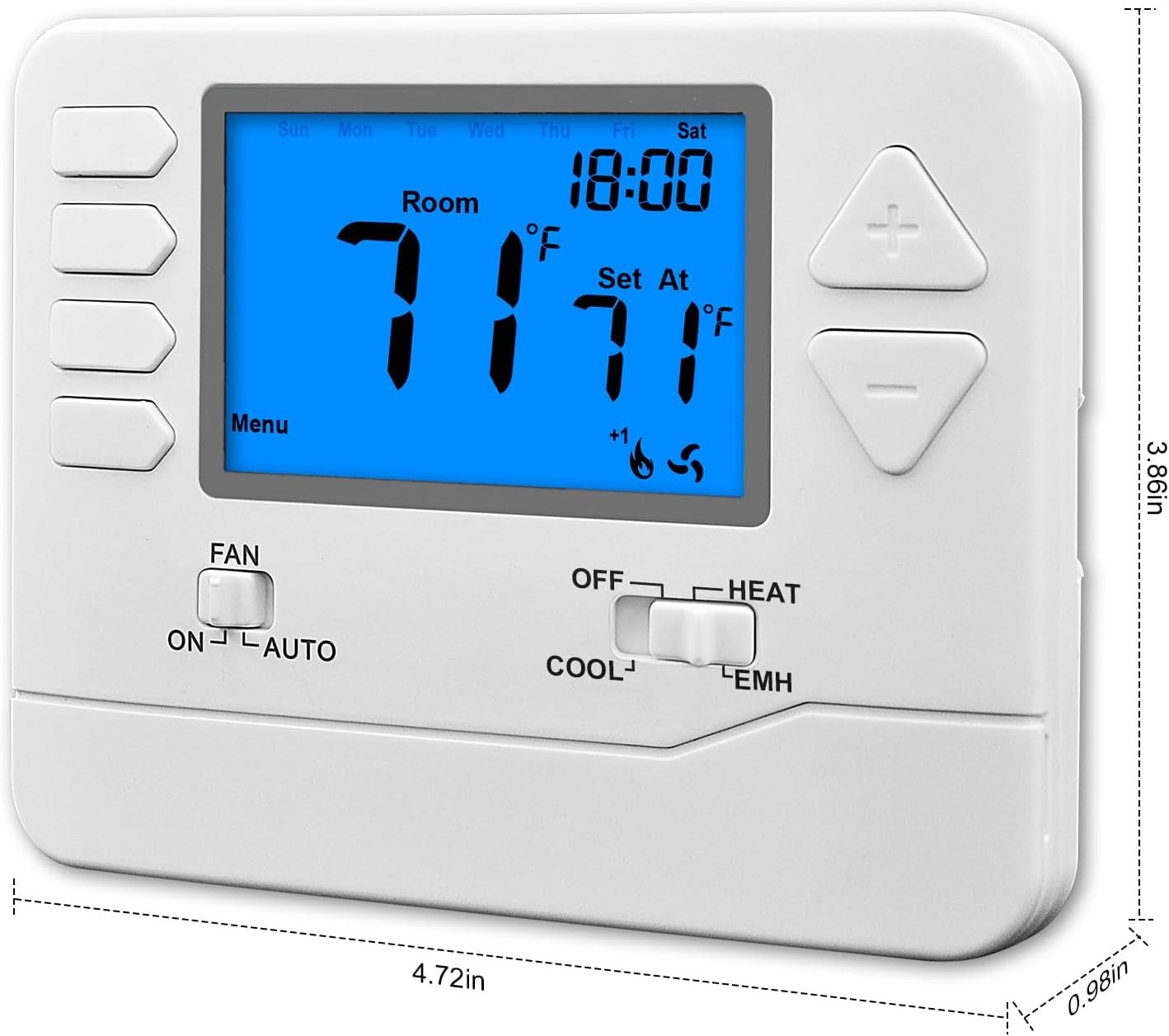 Non-Programmable Heat Pump Thermostat for Home Up to 2 Heat/1 Cool