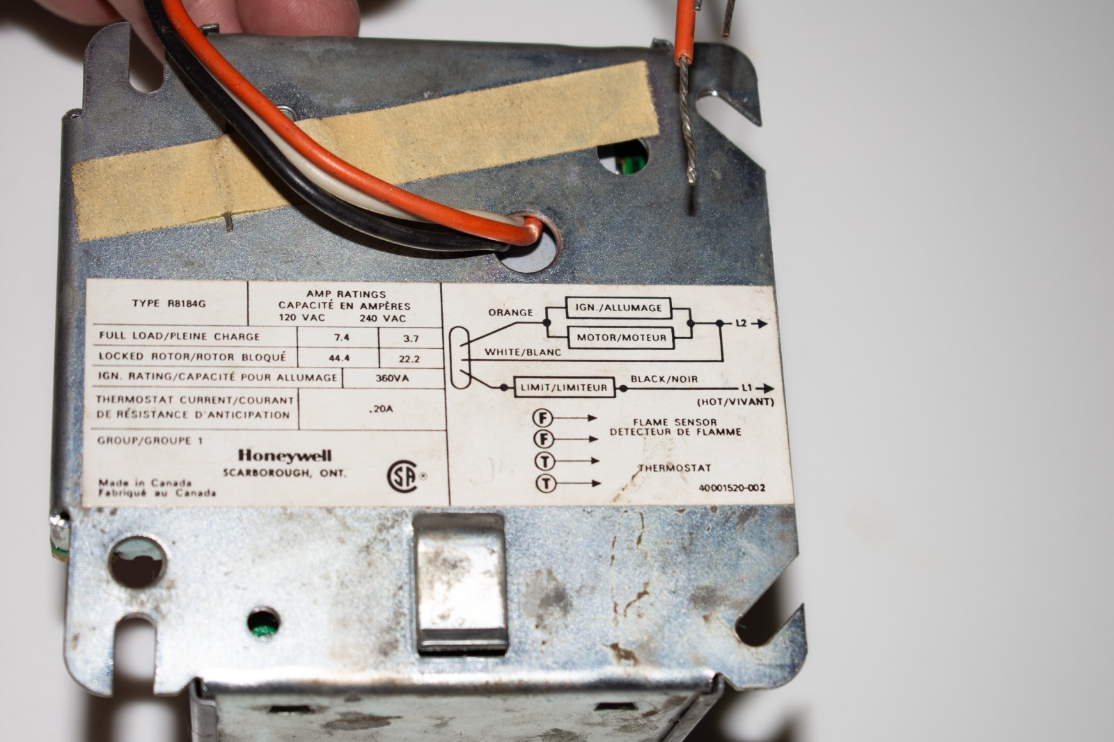 Honeywell R8184G primary oil burner control, several tests done 6-month warranty
