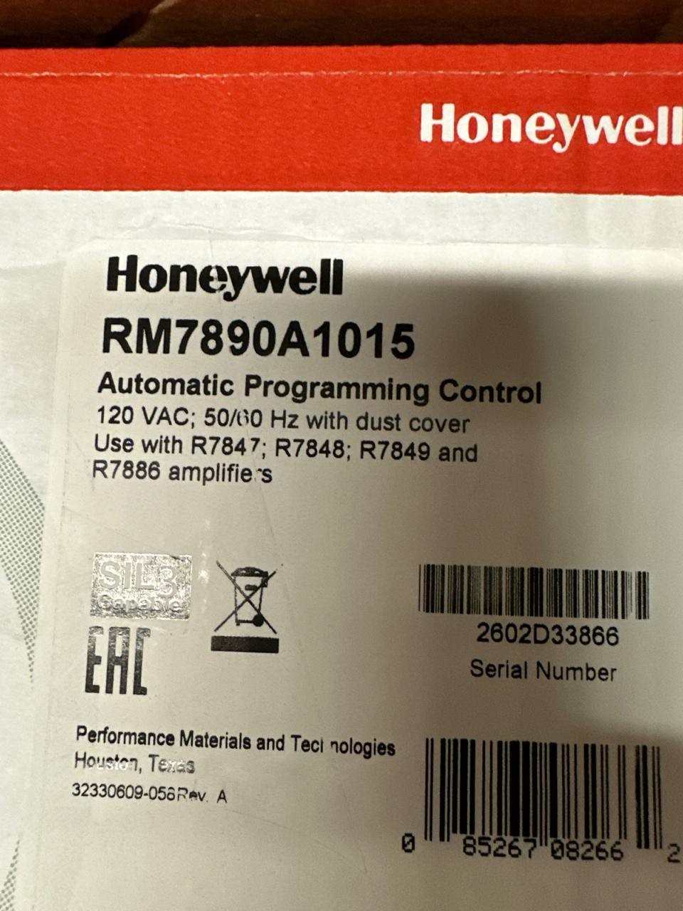 Honeywell Primary On-Off Burner Control RM7890A1015, 120V