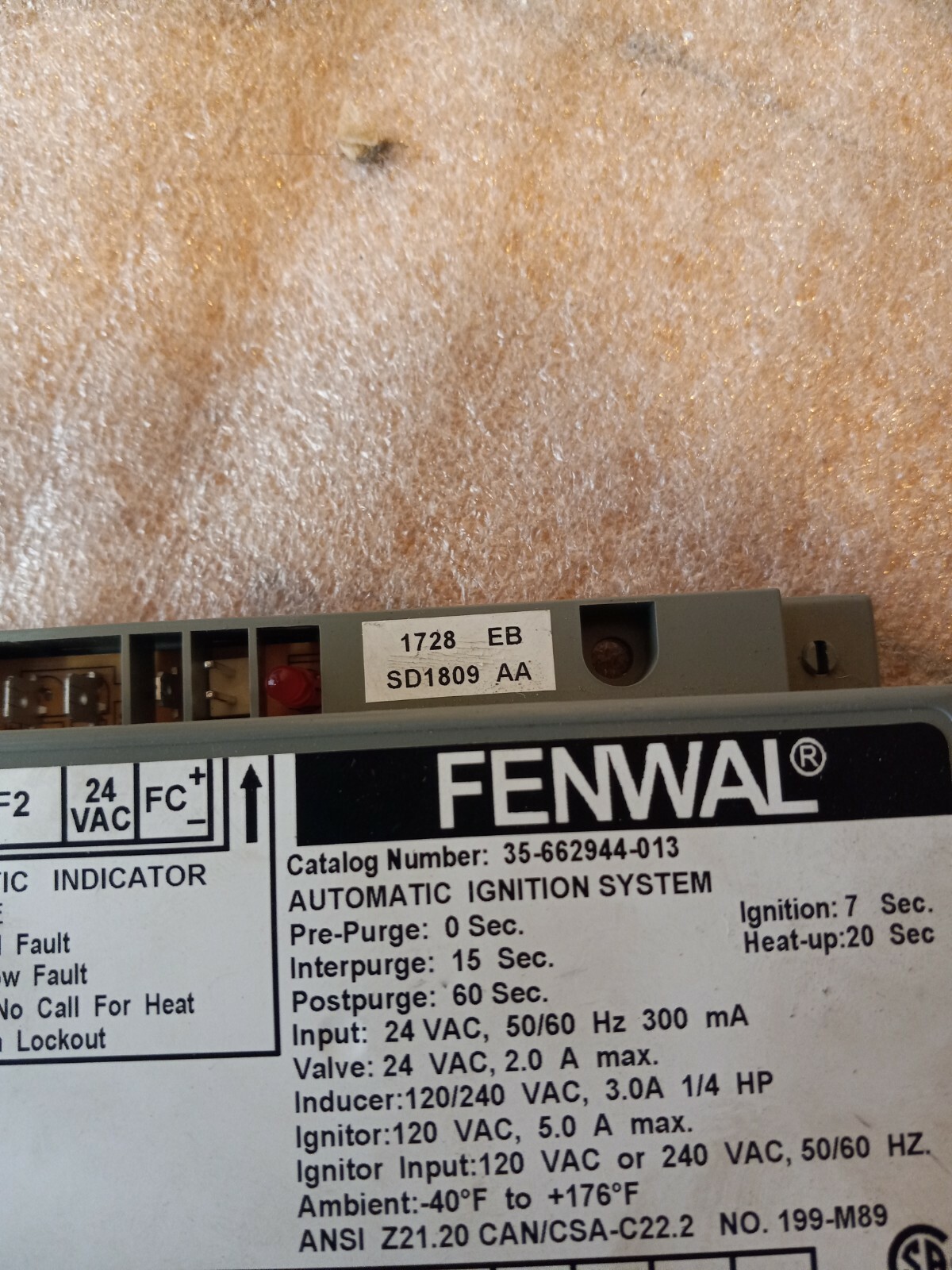 FENWAL 35-662944-013 Automatic Ignition Control Module free shipping