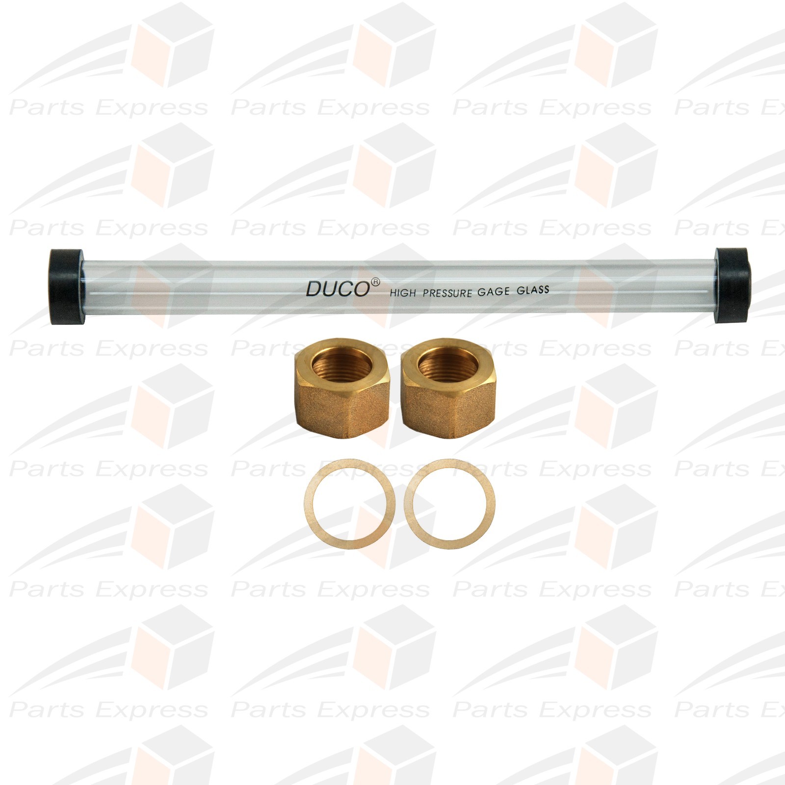 STEAM BOILER SIGHT GLASS REPAIR KIT, 5/8″OD GLASS (3″~16″)+GASKETS+WASHERS+NUTS)