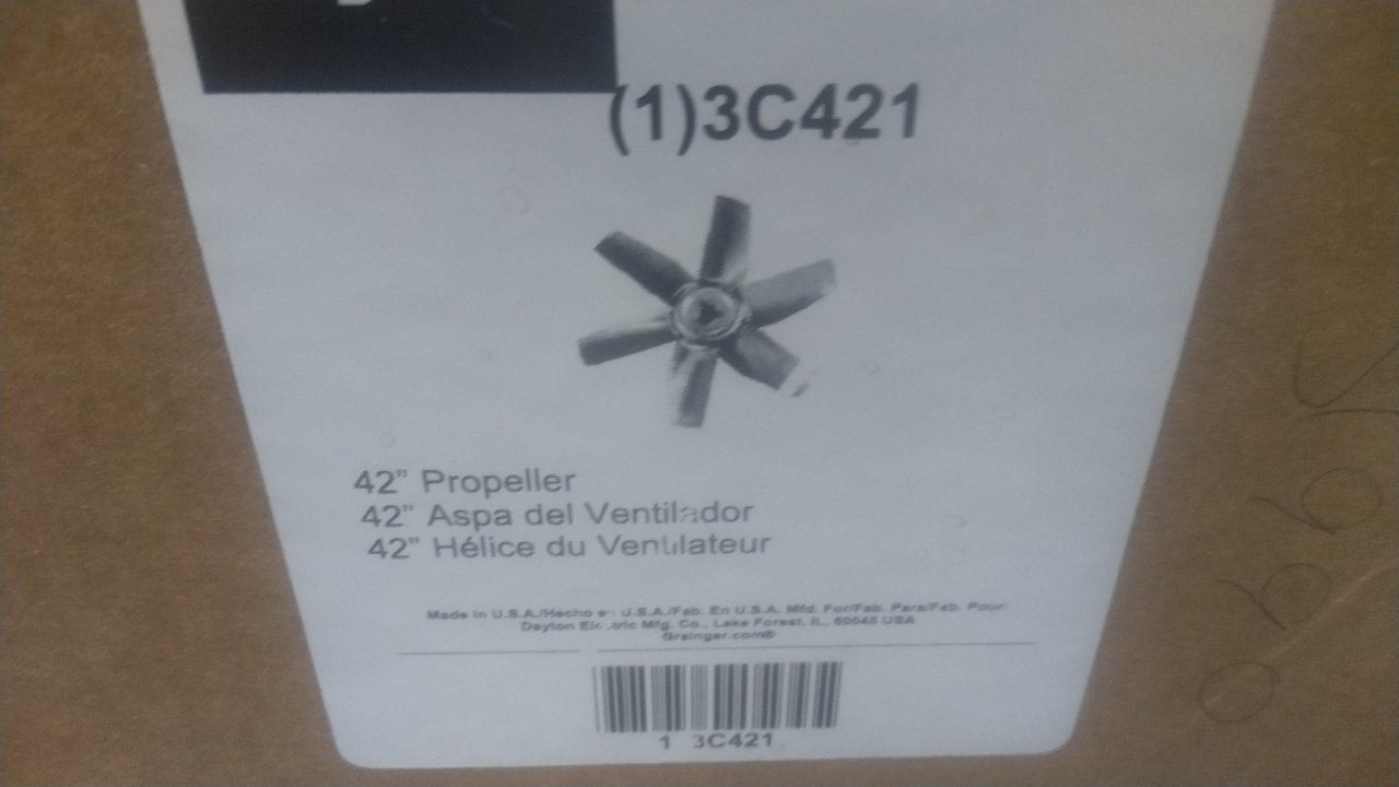 Dayton 166160 42 In Blade Diameter 1-7/16 In Hub Bore Tubeaxial Fan Blade