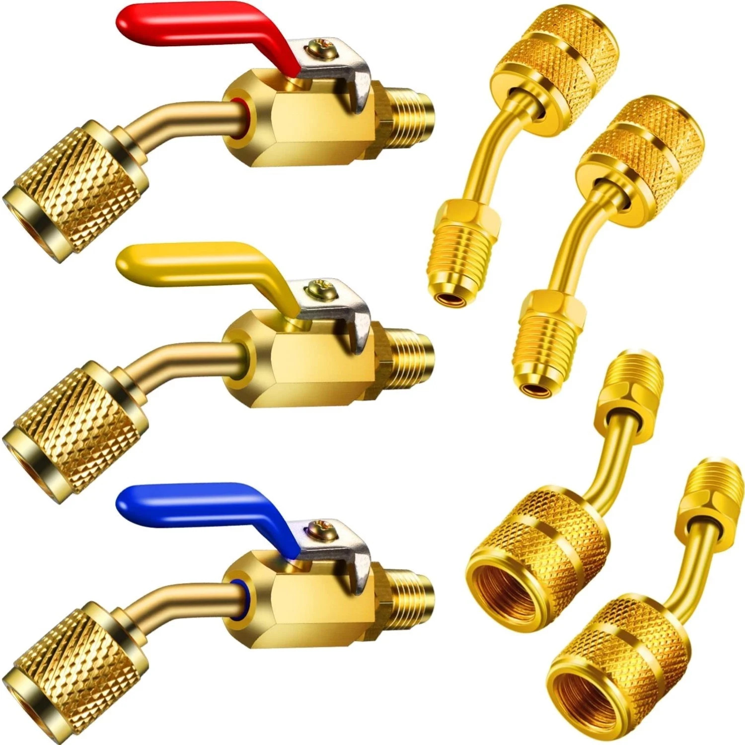 7 Pcs Air Conditioning Refrigerant Compact Ball Valve 1/4 Inch for R410A R134…