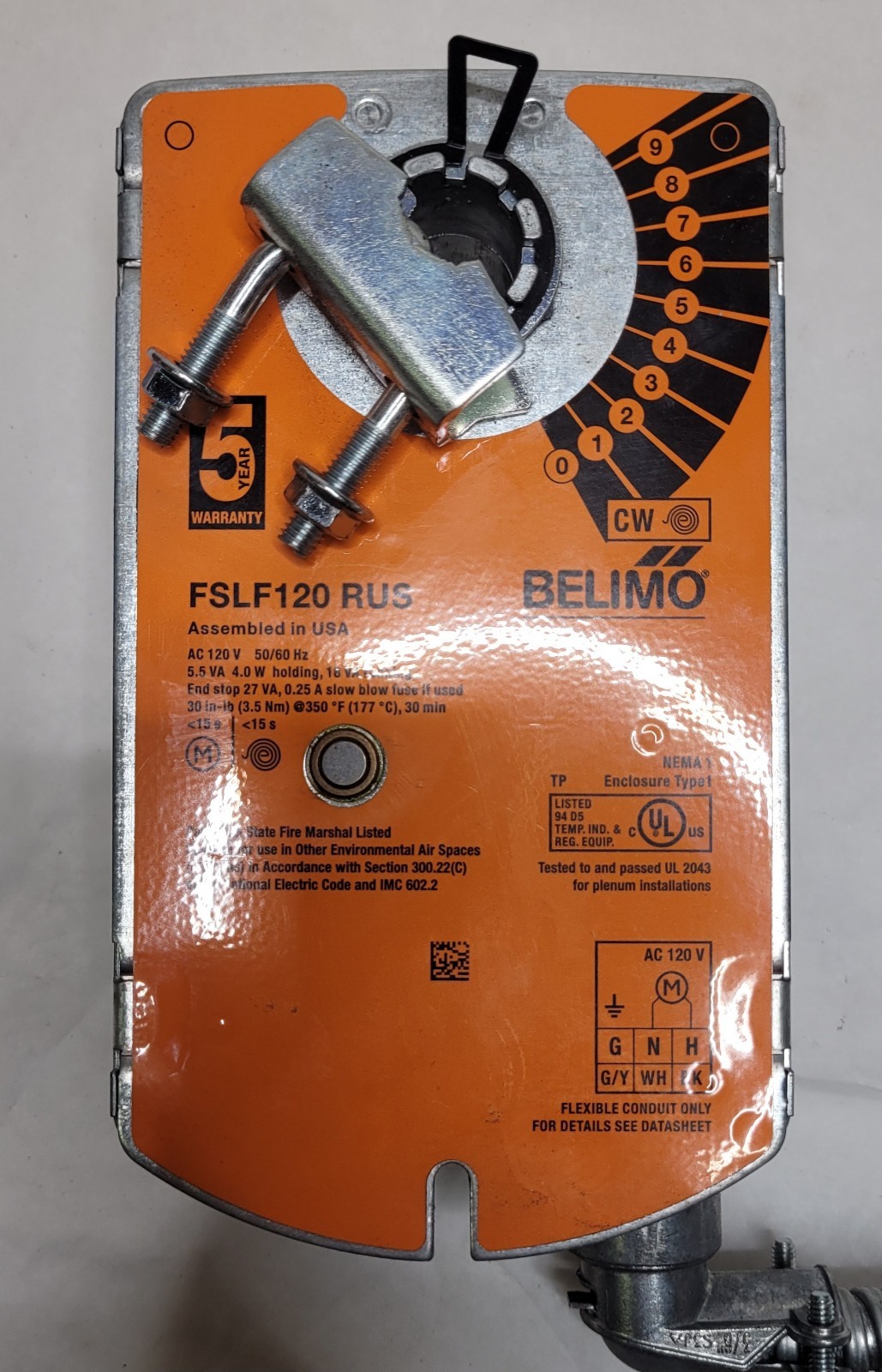 Belimo Ruskin FSLF120 RUS Spring Return Actuator With EFL-165 Fuse Link