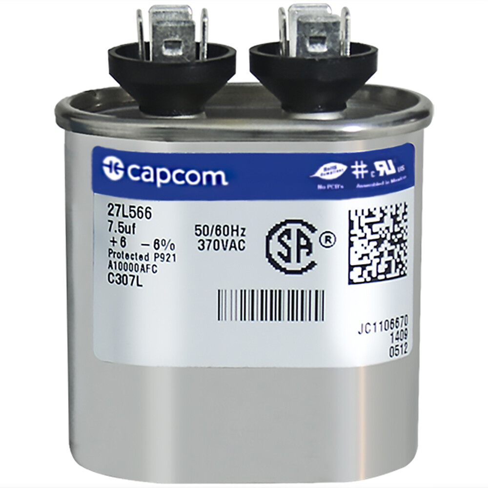 GENTEQ CAPCOM C307L 27L566 INDUSTRIAL ELECTRICAL CAPACITOR OVAL 7.5UF MFD