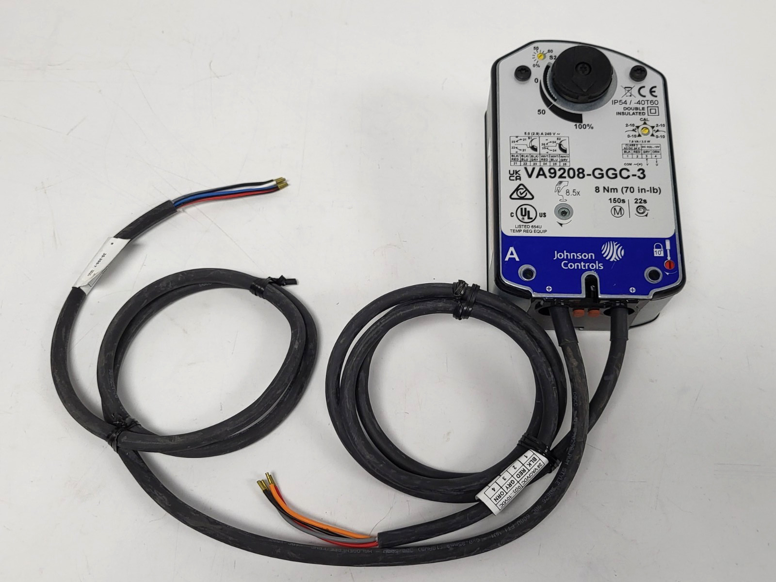 Johnson VA9208-GGC-3 Electric Spring Return Valve Actuator, 24VAC, 70 in-lb